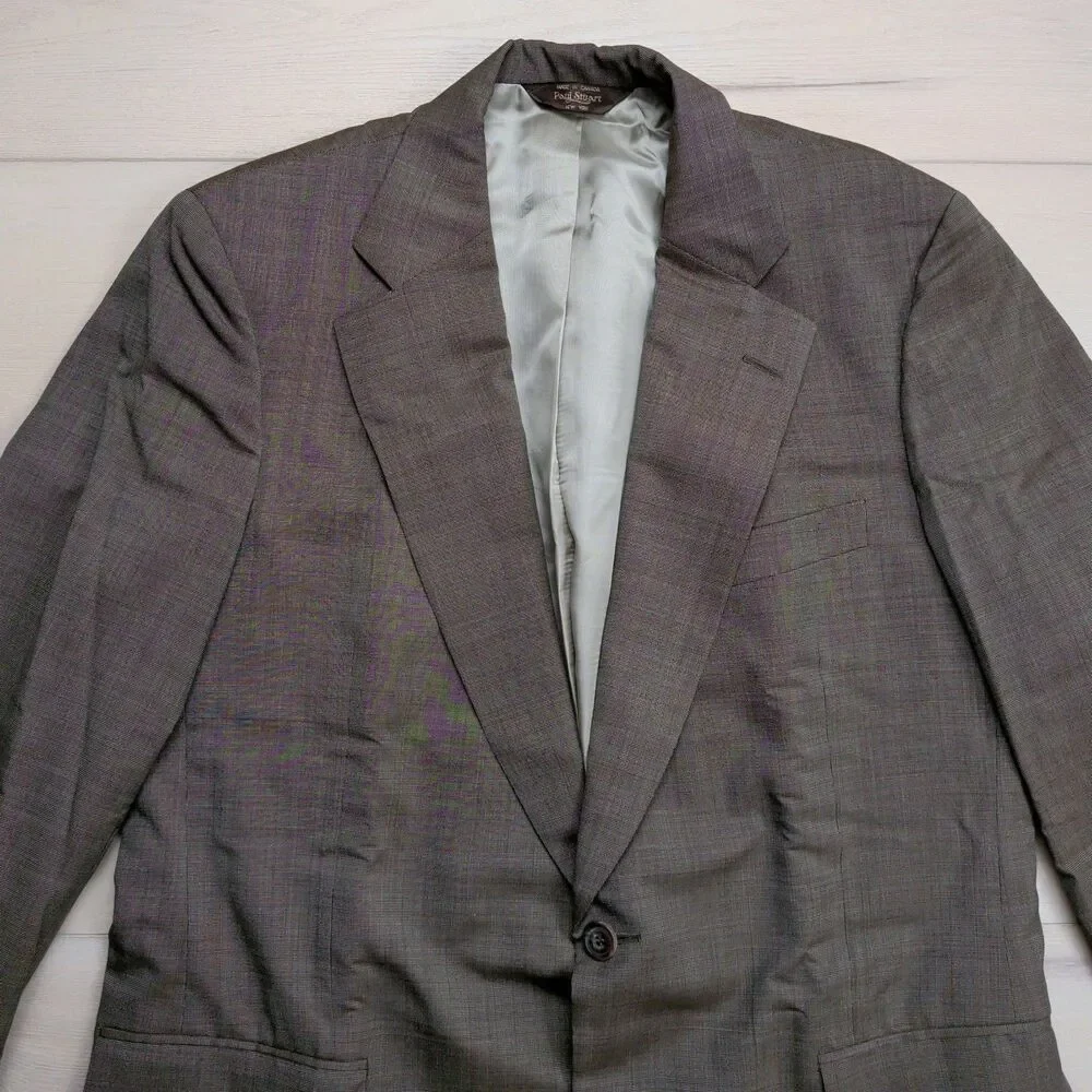 Vintage‎ Paul Stuart Blazer Sport Coat Mens 42L Wool Brown Jacket Made in Canada
